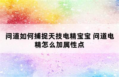 问道如何捕捉天技电精宝宝 问道电精怎么加属性点